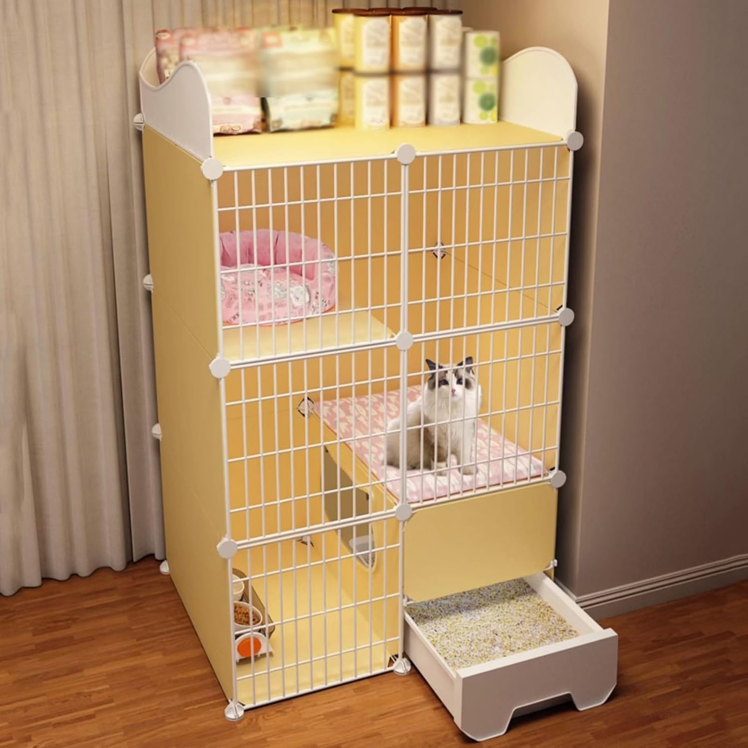 CAT TOWER STADIUM トイレ付きキャットケージ 2段 キャットケージ 2段