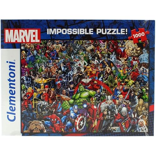 Clementoni Marvel Impossible Jigsaw Puzzle, 1000 Pieces, Puzzle for Superhero Enthusiasts, Difficult Puzzle, Challenge for Adults, Fun, Made in Italy, 39411