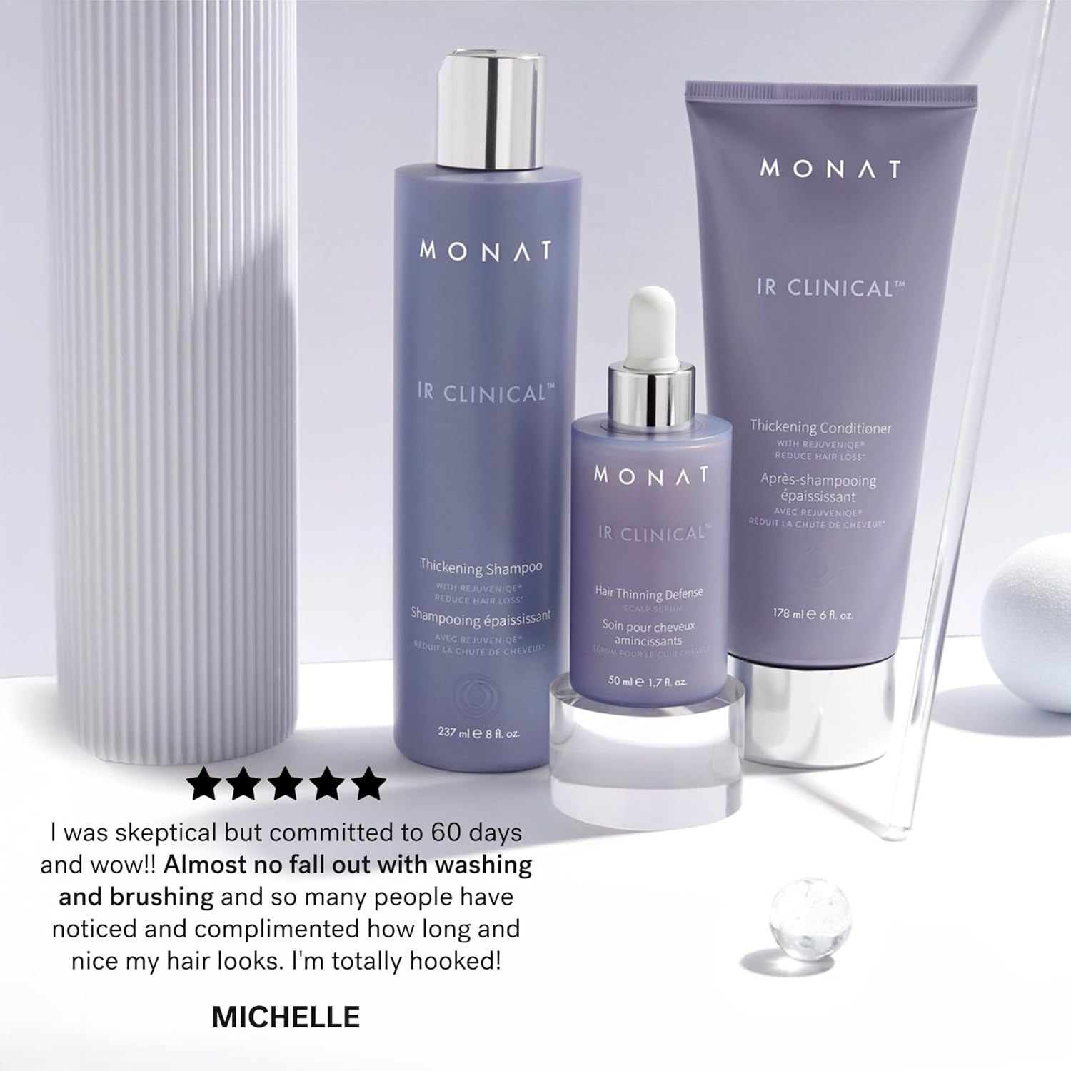 MONAT IR Clinical System – Complete Hair Care Restoration Kit with Thickening Shampoo, Conditioner & Thinning Defense Serum – Strengthens, Protects, & Revives Hair for Thicker, Fuller-Looking Results - Image 9