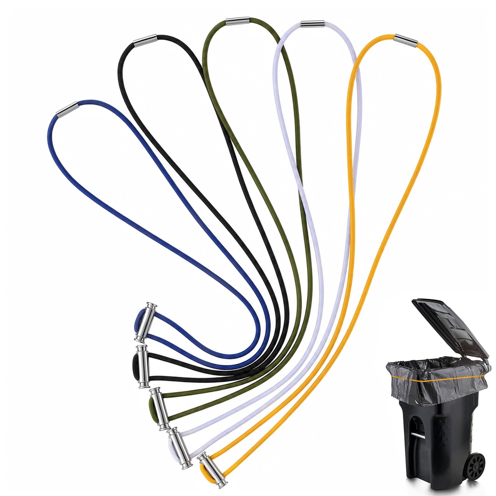 5 PCS Trash Can Rubber Bands, Adjustable Large Garbage Can Bands