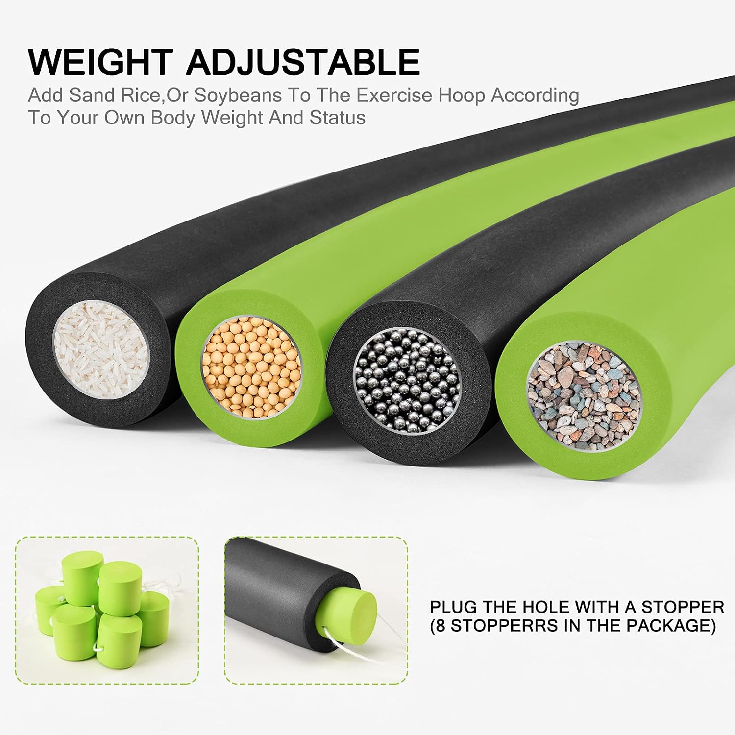 Sanni Exercise Hoops for Adults,Weighted Hoop for Exercise,8 Section Detachable Stainless Steel Fitness Hoop with Soft Thicker Foam,Reduce Weight and Burn Fat Weighted Hoop