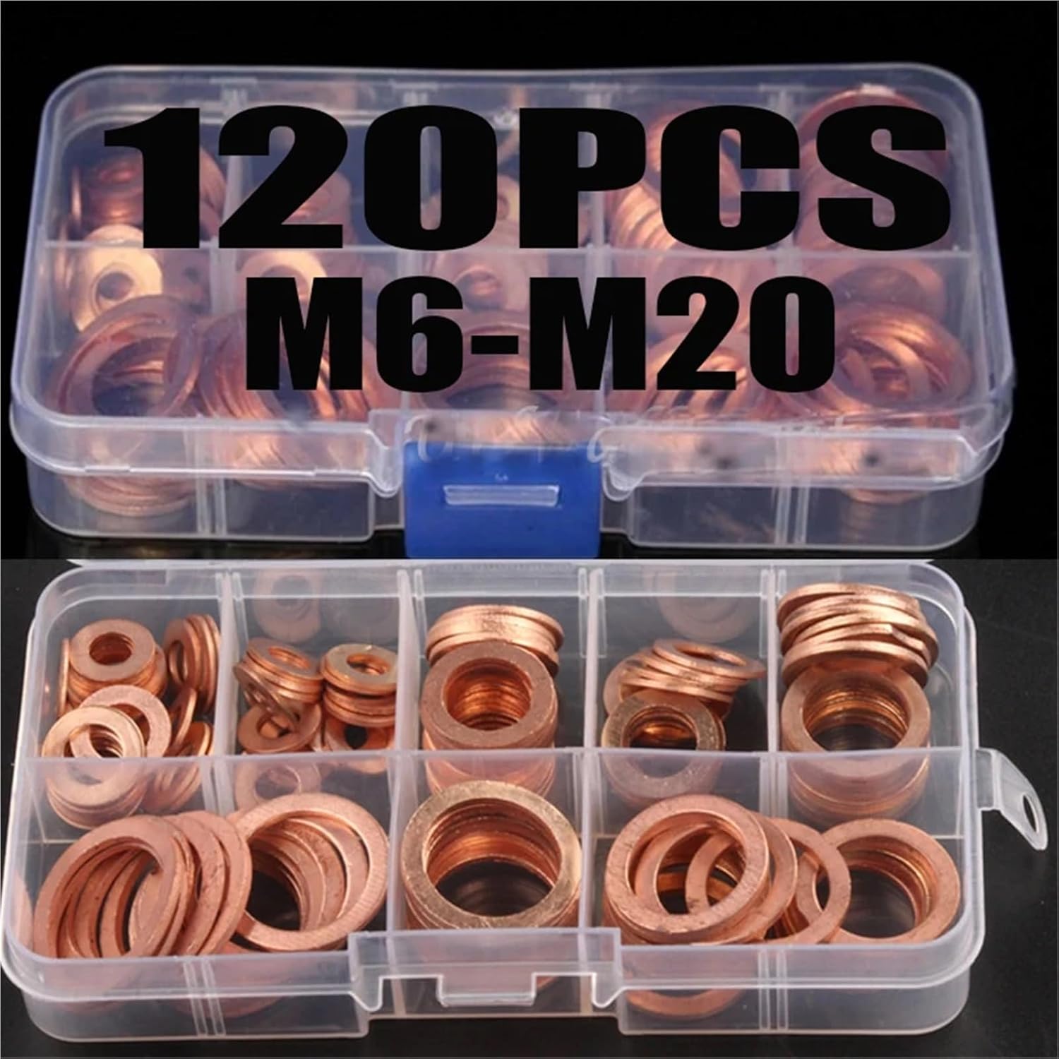 Flat Copper Washers 120PCS M6-M20 Solid Copper Washers Gasket Kit Sump Plug Flat Ring Seal Set for Boat Crush Washer Hardware Plumbing Gaskets