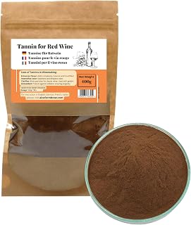 Tanino Natural para Vino Tinto 400 g – Extracto de Castaño – para Clarificación, Afinado y Refuerzo del Color