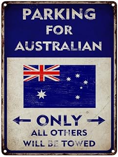 Parking For Australian Only All Others Will Be Towed Street Metal Signs Vintage Man Cave Warning Aluminum Metal Tin Sign For Garden Patio Yard Cafe Pub Home Decor Wall Art Print Poster 8x5.5 Inch