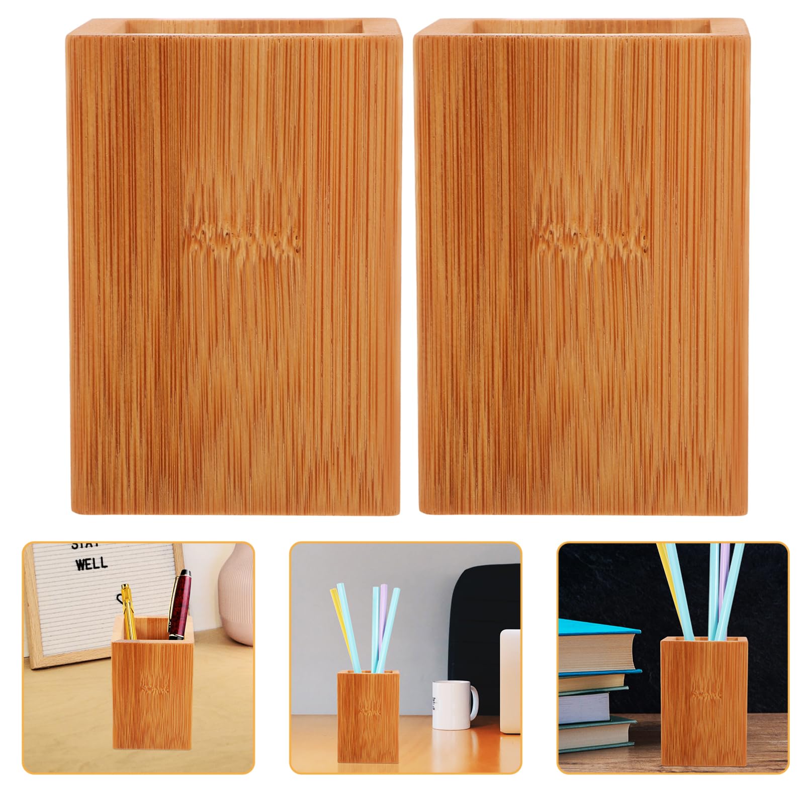 NUOBESTY 6stücke Teiliges Bamboo Pen Container Multifunktionaler Stifthalter Für Schreibtisch Zur Organisation Von Stiften Pinseln Und Kleinmaterialien Natürliche Bambusfarbe