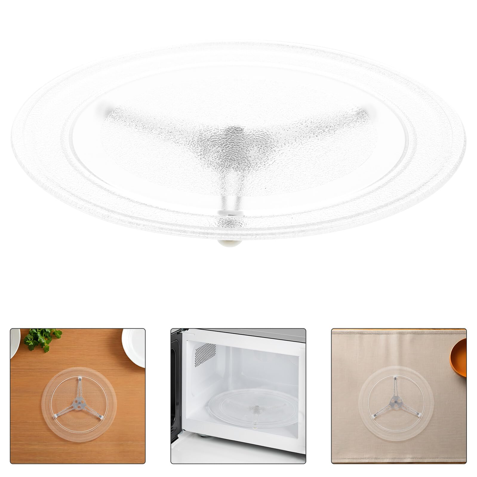 Baluue Plato de Vidrio para Microondas Resistente y Duradero con Soporte Giratorio Silencioso Compatible con Múltiples Modelos para Cocina Doméstica