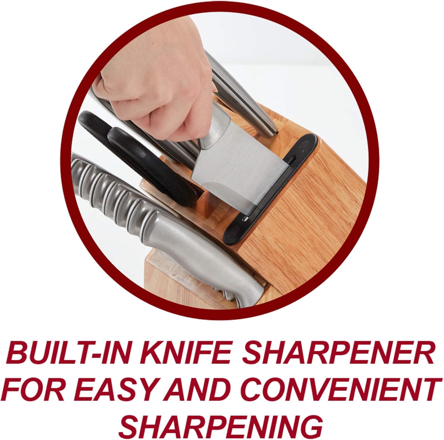 Farberware Edgekeeper Stainless Steel Knife Block Set with Built in Knife Sharpener, 16-Piece, Natural