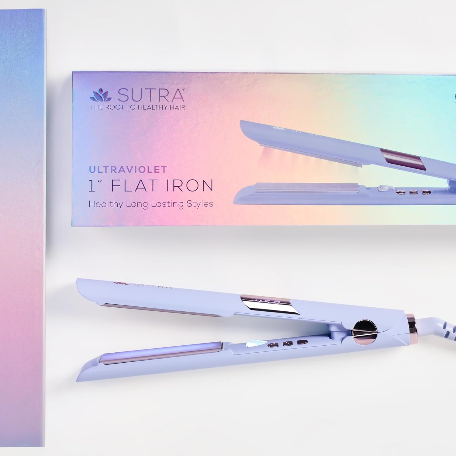 SUTRA Ultra Violet Flat Iron - 1” Infrared & Blue Light Ceramic Flat Iron with Ionic Technology, Digital Temp Control to 450°F, Floating Plates, Dual Voltage, Auto Shut Off, Smooth Styling - Image 7