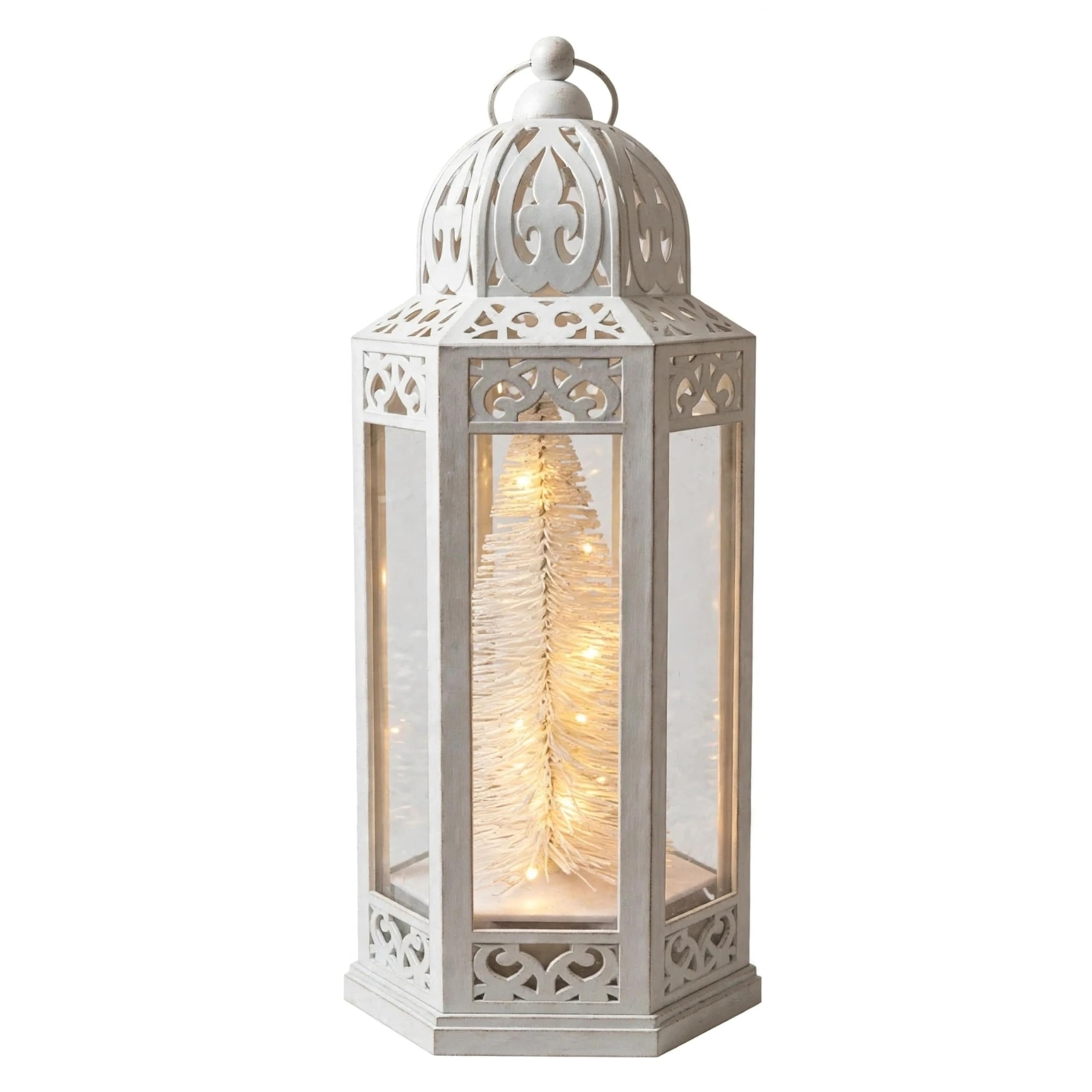 LED Christmas Tree Lantern White Battery Operated 30cm Xmas Light Decor