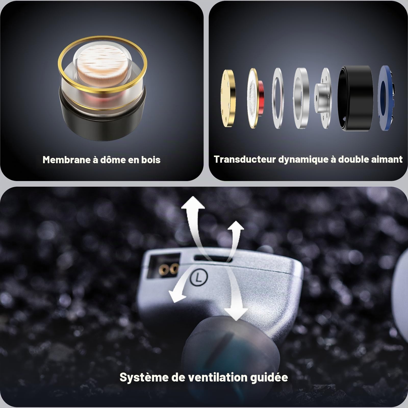Linsoul TWISTURA WoodNote Écouteurs Intra-Auriculaires, Diaphragme en Bois, Casques à Double Aimant et Double Chambre à air de 10mm, IEM de qualité Studio avec Embouts filtrants Amovibles