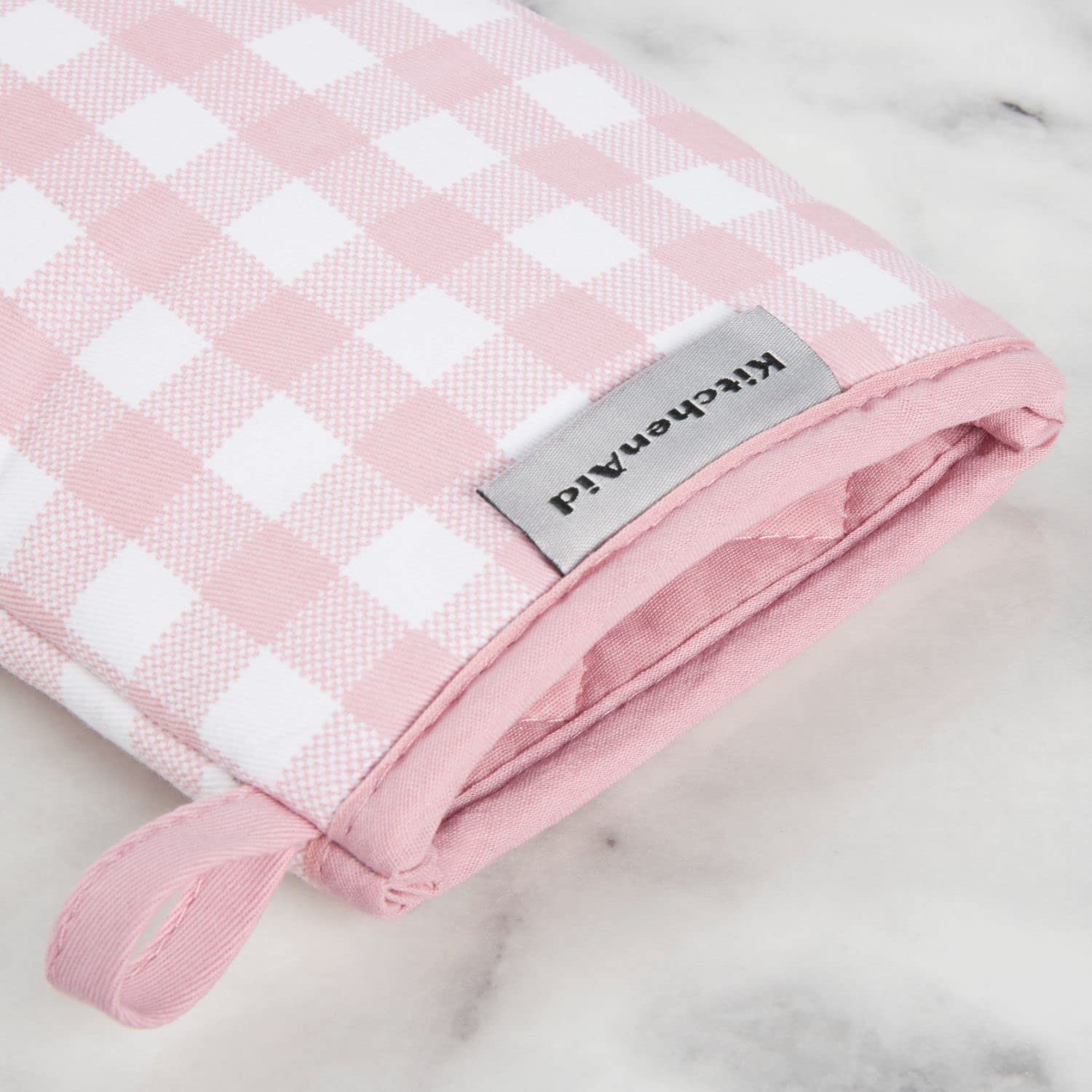KitchenAid Gingham Mini Oven Mitt 2-Pack Set, Dried Rose, 5.5"x8" - Image 3