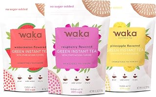 Waka Instant Tea Mix, 3 Bag Bundle - 100% Tea Leaves, No Additives, Unsweetened Tea Powders - Raspberry Flavored, Pineapple Flavored, Watermelon Flavored Green (4.5oz Each)