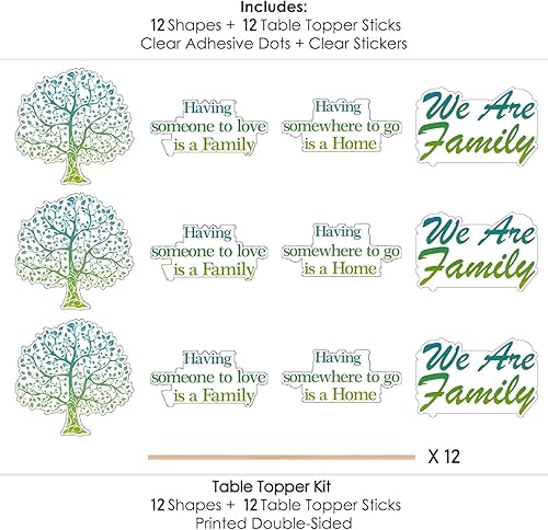 Miniatura 2 de 12 piezas de centro de mesa de reunión familiar, árbol familiar, accesorios para cabina de fotos, jarrón/mesa/decoración de pasteles para
