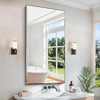 24x48 Large Beveled Mirror, Frameless Beveled Bathroom Mirrors for Over ...