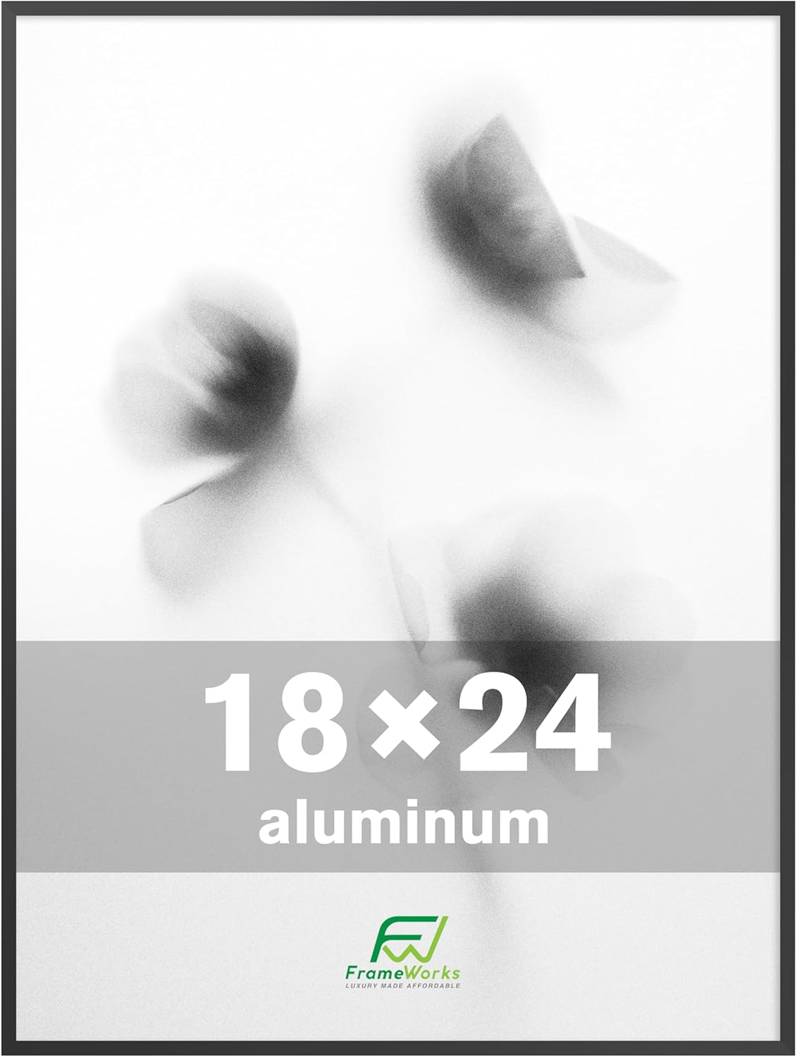 FrameWorks 18x24 Brushed Aluminum Poster Frames – Modern Brushed Metal Design w/Shatterproof Plexiglass, Perfect for Posters, Artwork, Paintings, Wall Displays – Home or Office Decor, Black - 1 Pack
