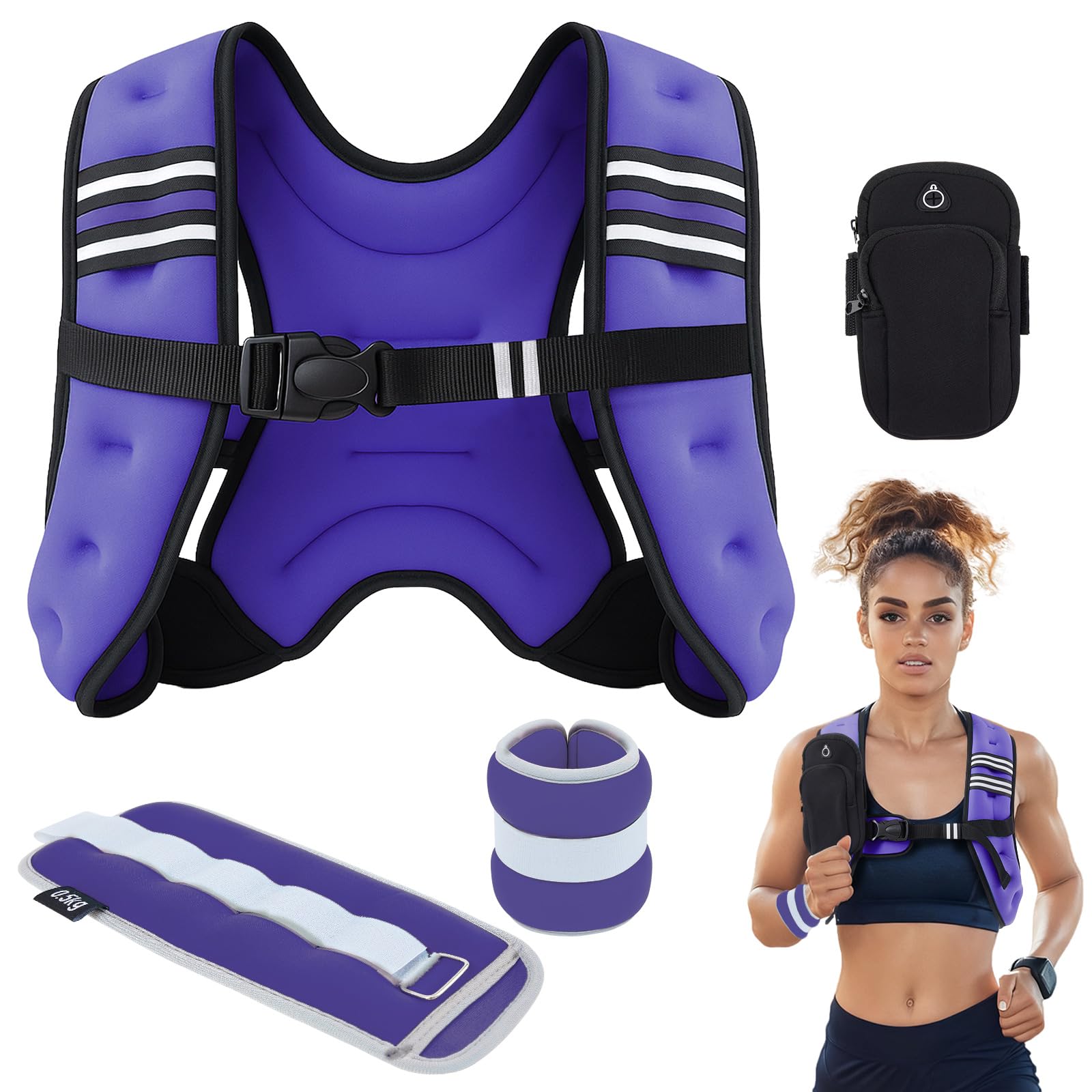 Weighted Vest Set for Women 10 lb Adjustable Rucking Vest for Women with a Pair of 2 lb