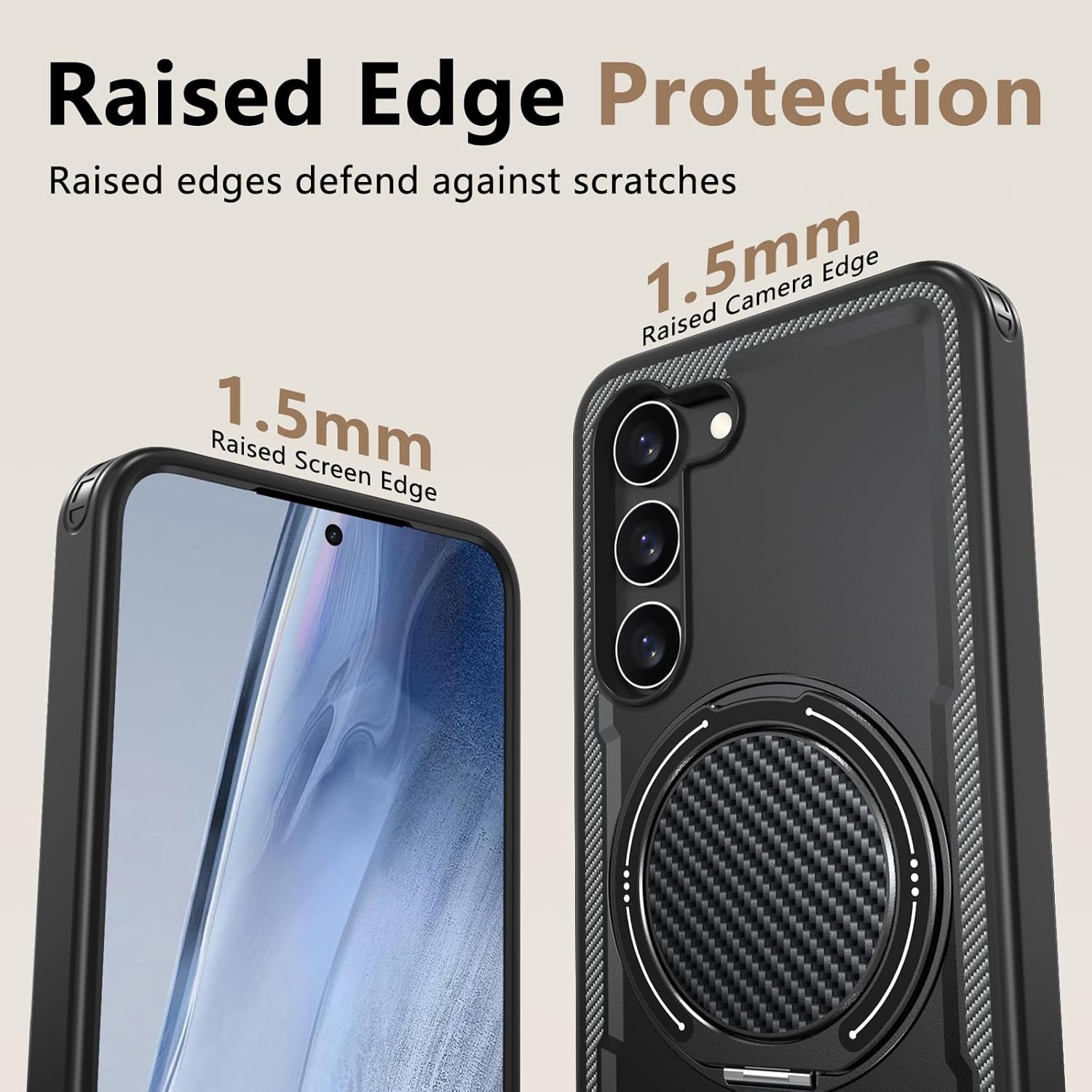 for Galaxy-S23 Case: [𝗡𝗼𝘁 𝗙𝗶𝘁 𝗦𝟮𝟯 𝗣𝗟𝗨𝗦] 2X Screen Protectors, 360° Rotatable Stand, Military-Grade Dual-Layer Protection, Slim Fit Phone Case for Samsung Galaxy S23, Black - Image 6