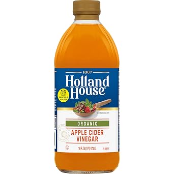 Holland House Organic Apple Cider Vinegar with the "Mother" is USDA Organic, Non-GMO Certified and Ideal for Salad Dressing, Marinade and Other Cooking, 16 FL oz