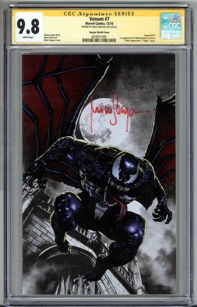 VENOM #7 CGC 9.8 SS SIGNED MICO SUAYAN VIRGIN VARIANT SKETCH COVER POP 4 RARE