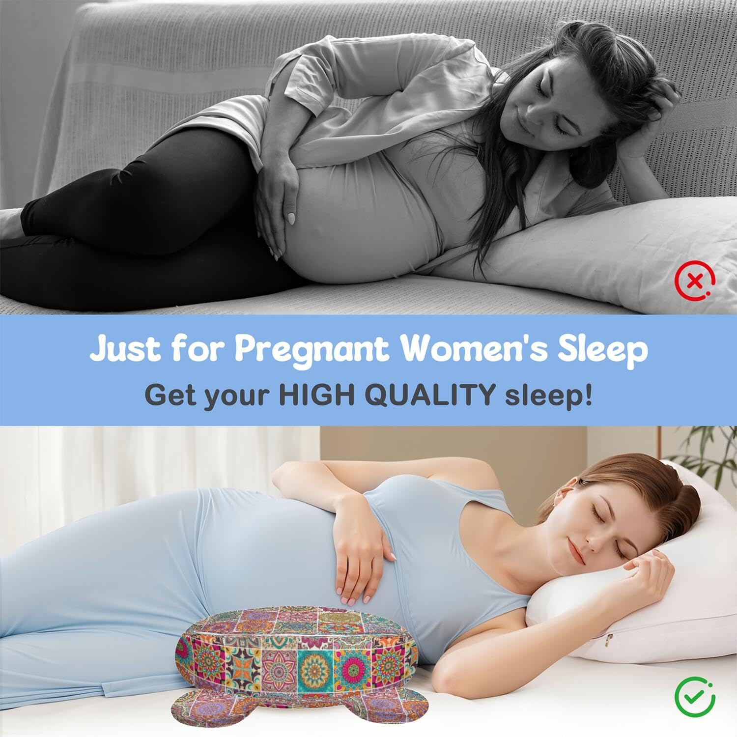 Pregnancy Pillow for Sleeping,Maternity Pillow with Cooling,Maternity Support for Back and Hip Relief,Soft and Comfortable Wedge Pregnancy Pillows Side Sleeping Support for Belly with Removable Cover