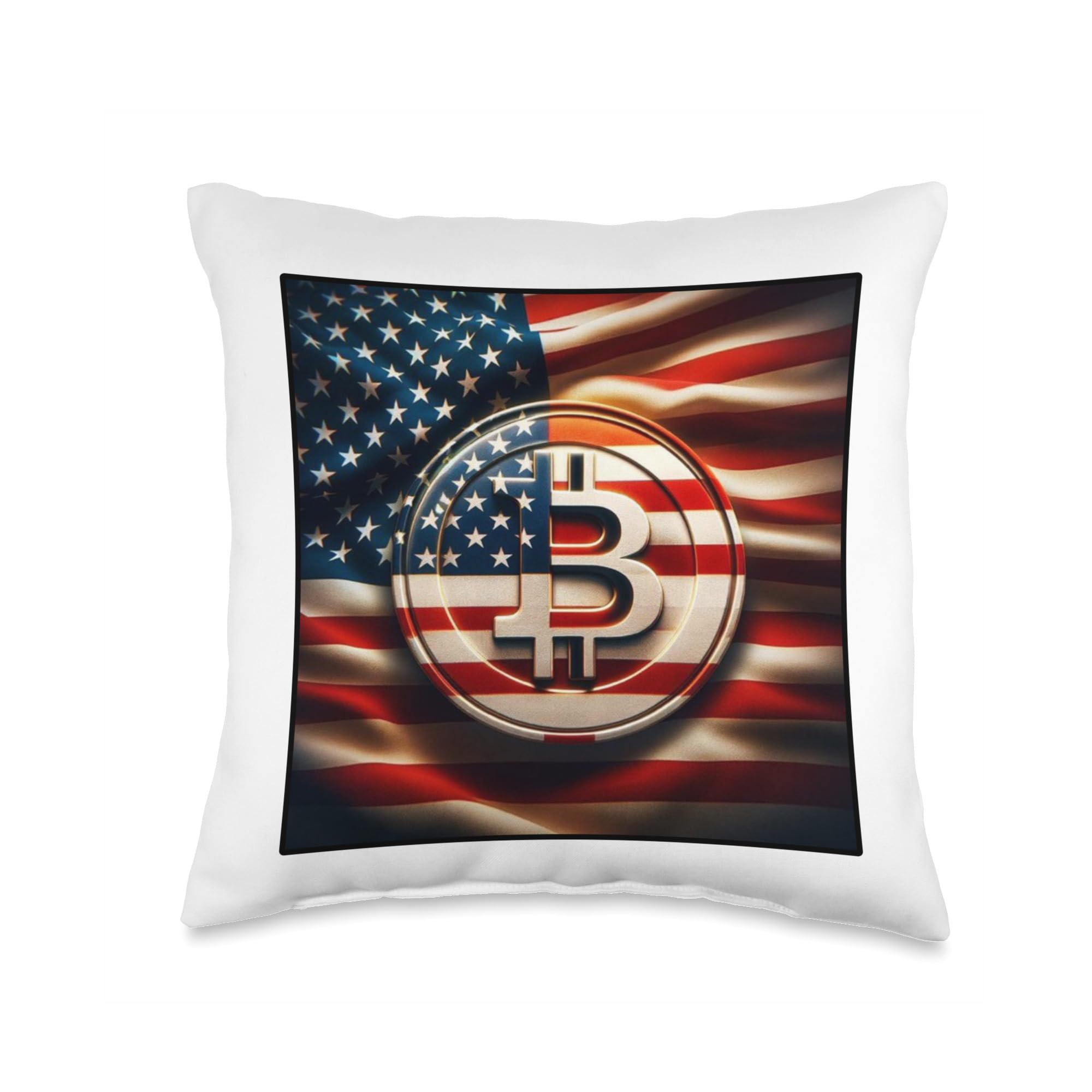 Amazon.com: Bitcoin Logo USA Flag Pride America Throw Pillow : Home &  Kitchen