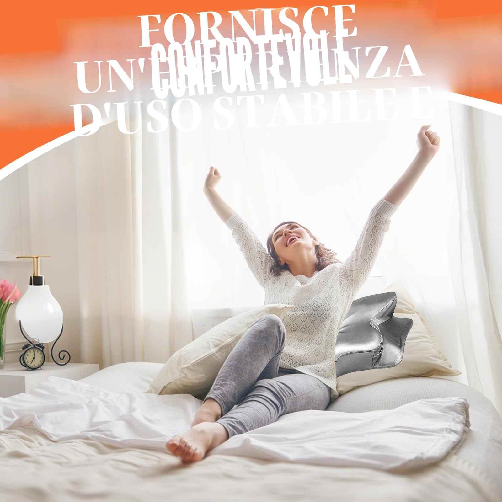 Federa in raso per cuscini in memory foam, federa ortopedica in seta, federa per cuscino in raso, federa per cuscino di supporto cervicale JK79, argento (solo per 63 x 38 x 14 cm)