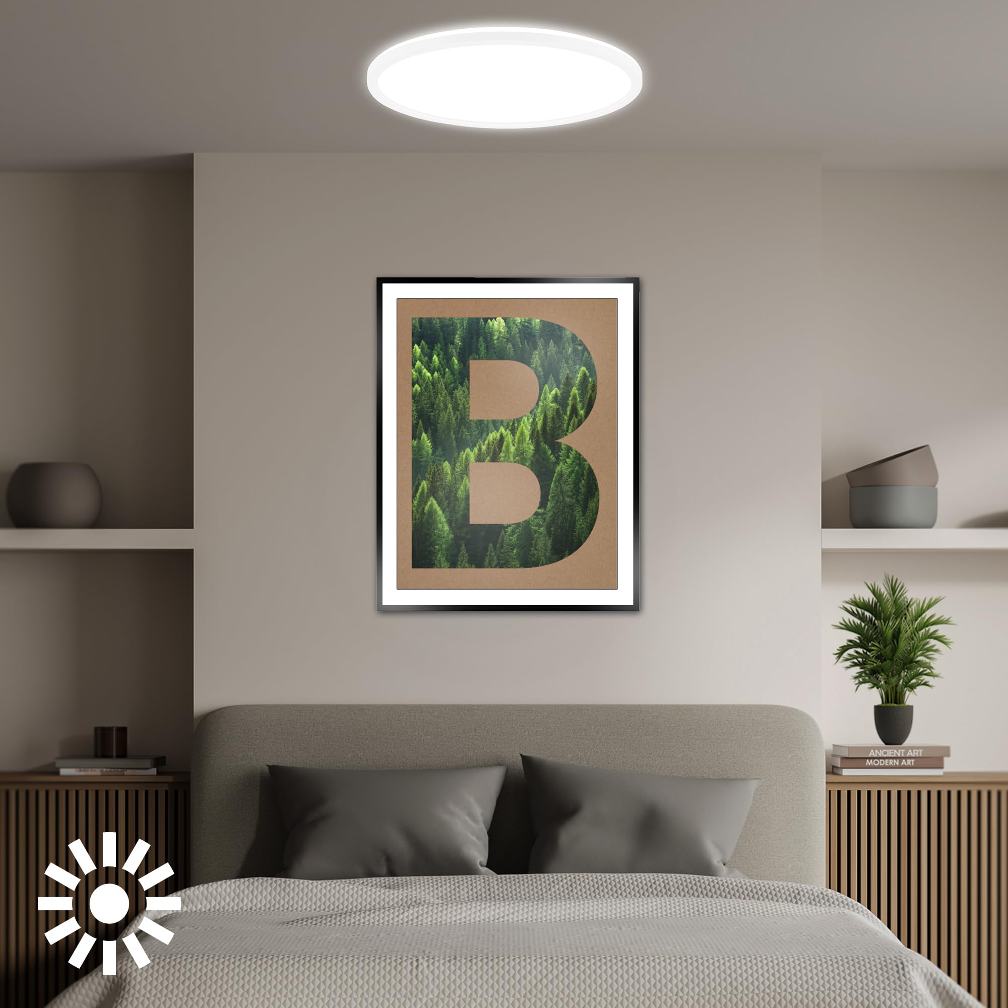 BRILONER - EER A LED Ceiling Lamp Energy Efficient With 14W At 3000lm 50000h Light Slim Backlight Effect Led Ceiling Light Living Room Ceiling Lights Panel Kitchen Lights 42x3 Cm White
