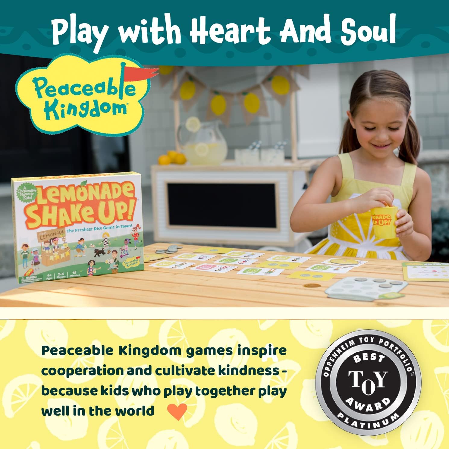 Peaceable Kingdom Lemonade Shake Up! - Cooperative Game for Kids