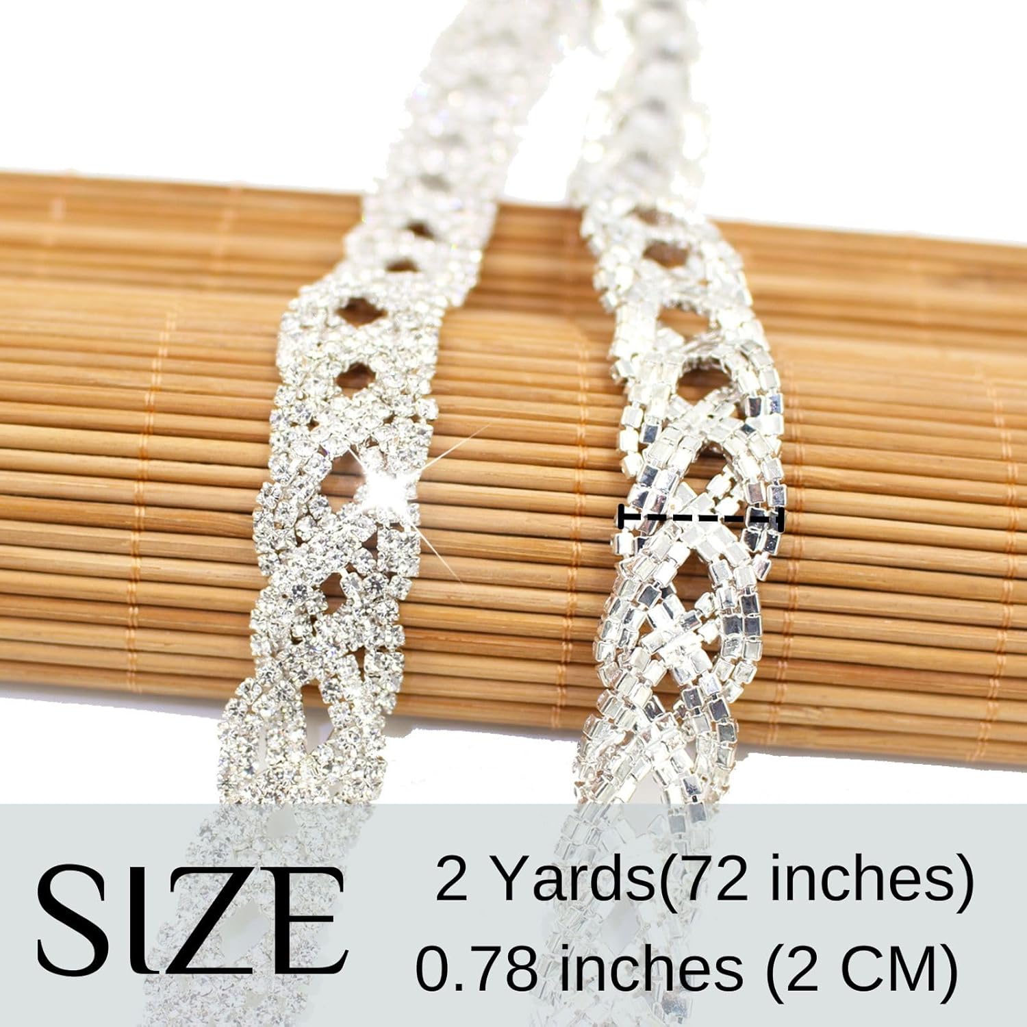 PEARLY JUN 2 Yards Rhinestone Trim Chain Silver Rhinestone Stringing DIY Jewelry Wedding Party Bracelets Craft Bridal Bouquets Embellishment Accessories
