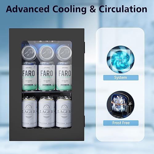 Miniatura 5 de COWSAR Refrigerador comercial de bebidas de 24 latas, refrigerador de vino para encimera, pequeño termostato digital ajustable, luz LED,