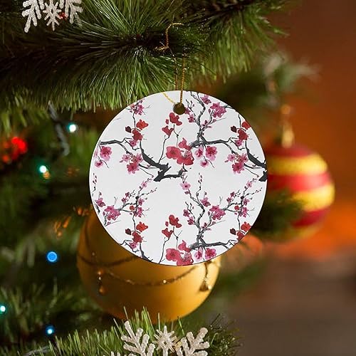 Miniatura 4 de Adornos de Navidad de cerámica 2023 para niños, amantes y amigos, adorno colgante de doble cara de 2.8 pulgadas con caja, recuerdo redondo, elegante