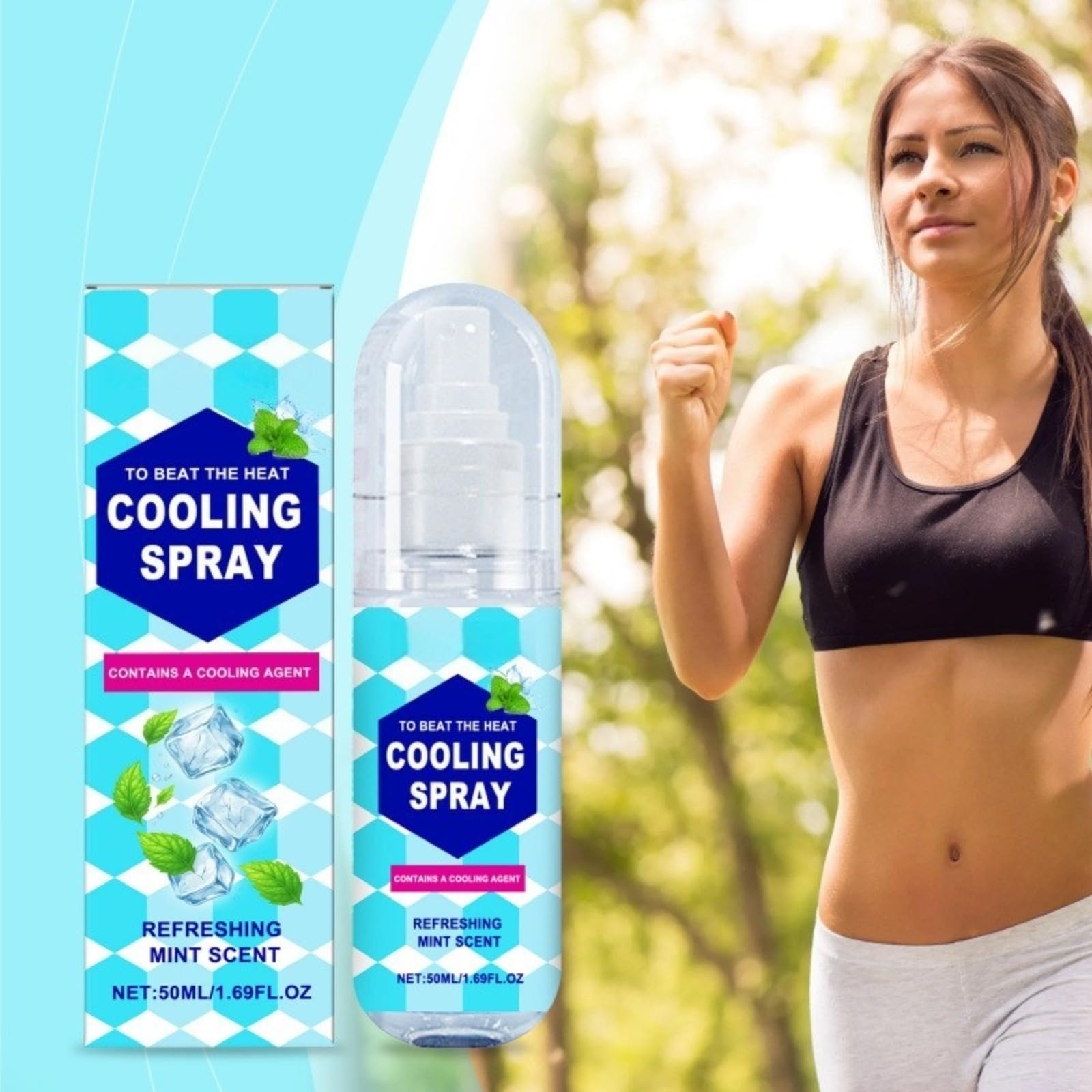 Odświeżający spray 50 ml - natychmiastowy ujędrniający, aby pokonać ciepło, mgiełka do ciała i twarzy z orzeźwiającym zapachem zielonej mięty, letni odświeżacz dla mężczyzn i kobiet, 5 sztuk