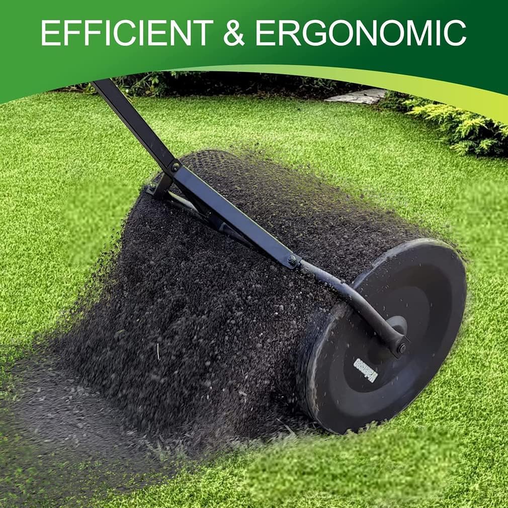 Compost Spreader Planting Seeding 24In Metal Mesh Spreader for Lawn and Garden Care Manure Spreaders, Durable Peat Moss Spreader with T Shaped Handle