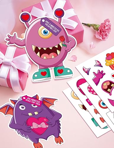 Miniatura 4 de DISJOURNEY Manualidades de San Valentín para niños, manualidades para el día de San Valentín, 24 paquetes de manualidades de monstruos para hacer tu