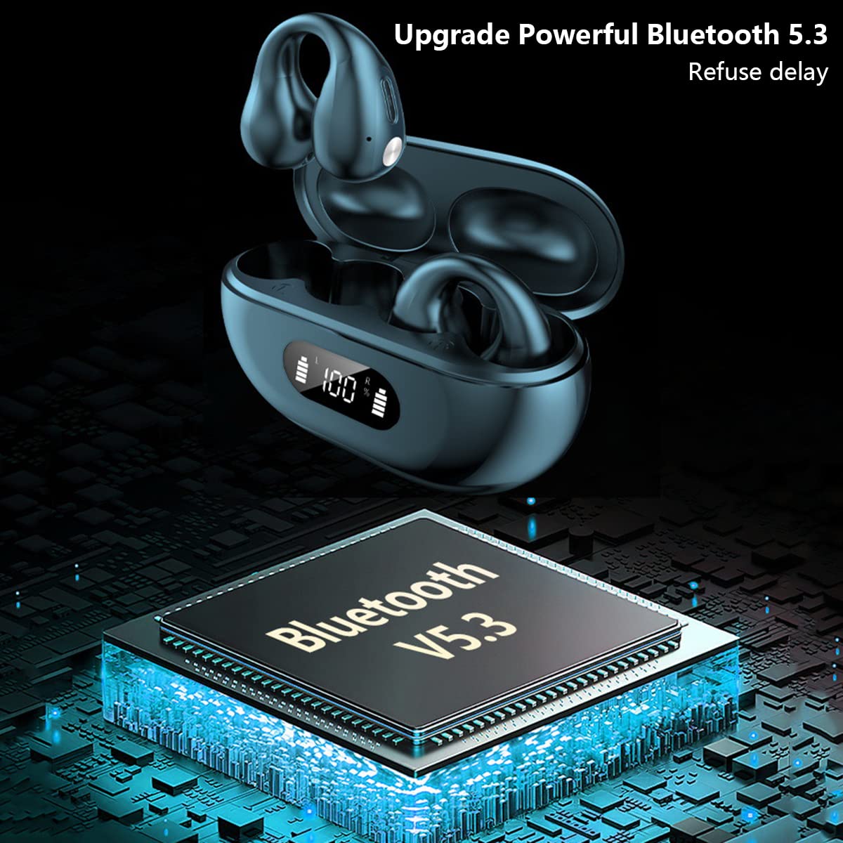 Bezprzewodowe słuchawki douszne z klipsem na przewodnictwo kostne, z otwartym uchem, Bluetooth 5.3, mini klips, sportowe, bezbolesne, bezprzewodowe, Bluetooth, do biegania, jazdy samochodem, treningu