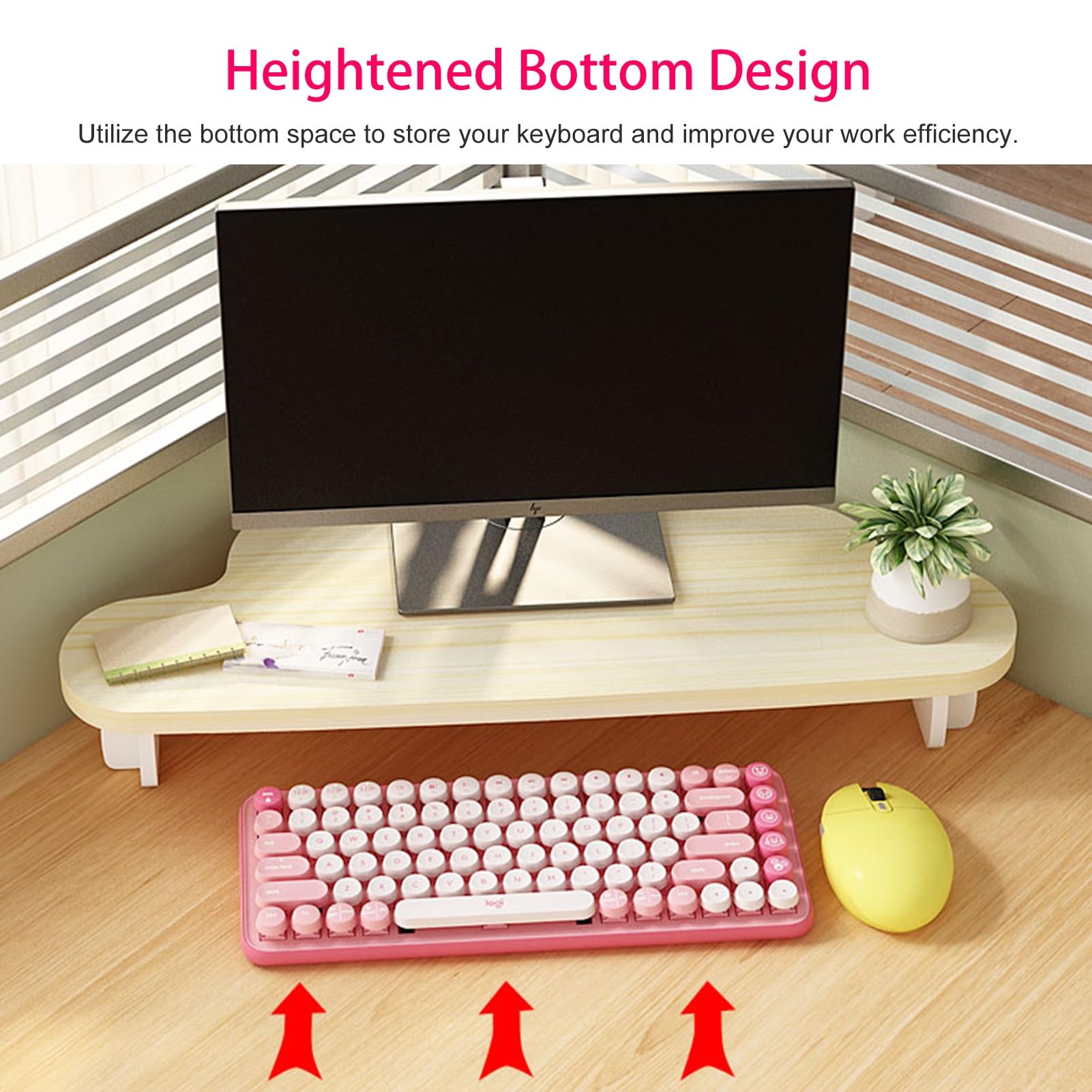 Podstawka pod monitor komputerowy/trójkąt, podstawka narożna pulpitu, drewniana półka do podnoszenia laptopa uniwersalna, ergonomiczny organizer biurowy na biurko