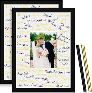 Wesiti 2 Pack Wedding Signature Picture Frame Displays 5x7 Photo with 2 Pcs Signature Pen for Wedding Guest Book Collection, Wall Hanging Photo Frame for Graduation Celebration (11 x 14 Inch)