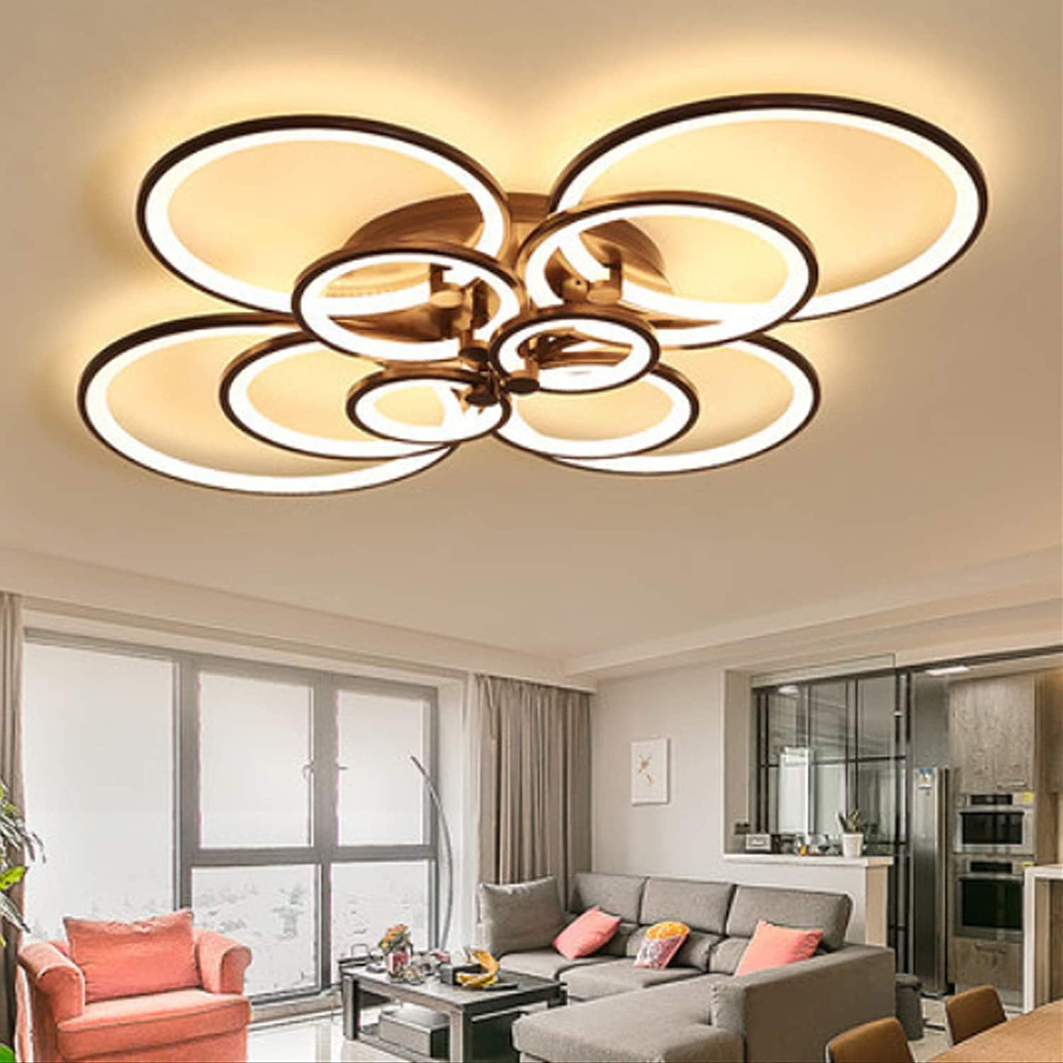 Plafonnier Lampe De Salon LED Plafond Créativité Moderne Dimmable Avec Télécommande Luminosité De Couleur Claire Abat Jour Acrylique Réglable Salle Manger Bureau Chambre Lustre,4 heads
