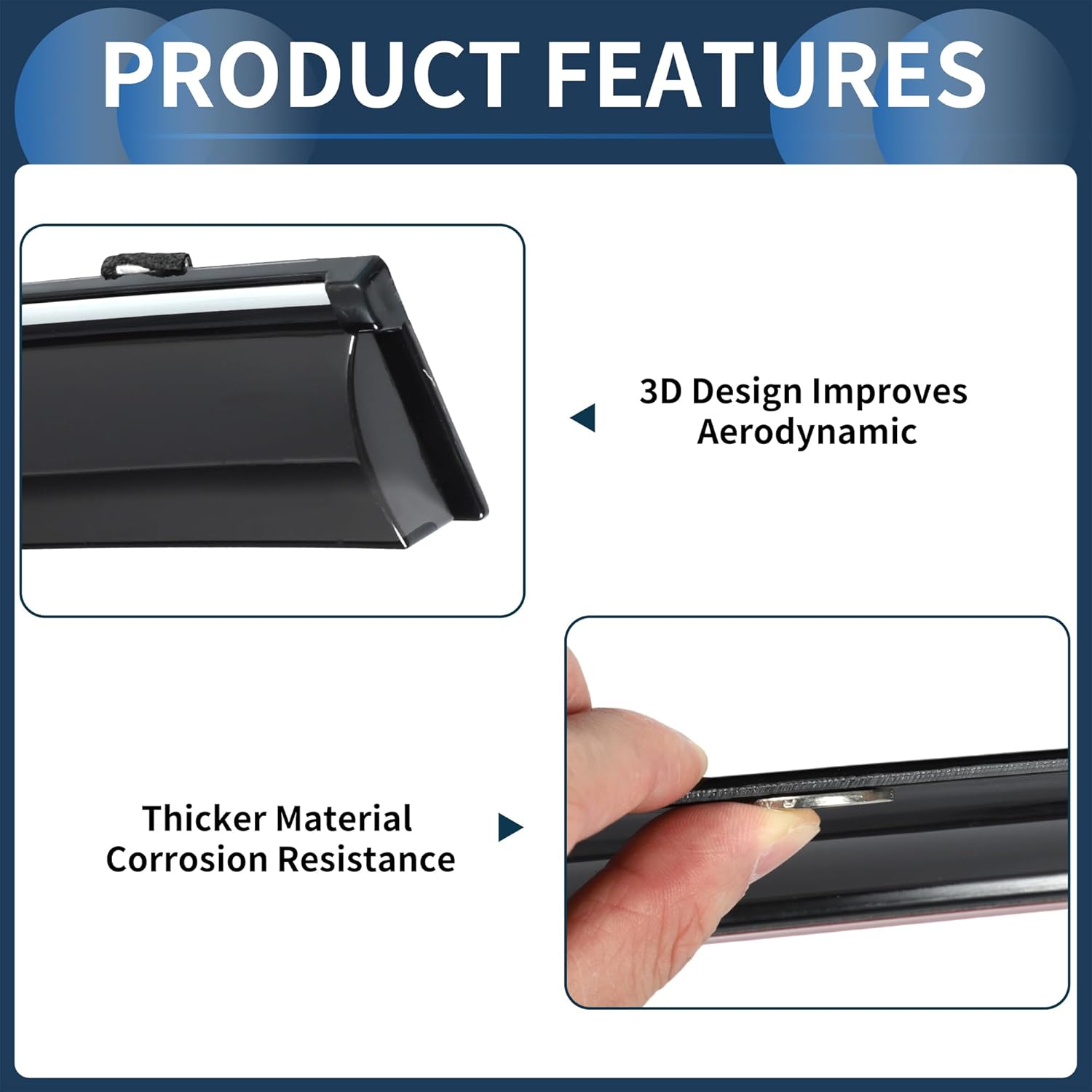 Window Deflectors for Mitsubishi Lancer 2008-2017 Vent Visors Rain Guards Reinforced Acrylic 4 Pcs