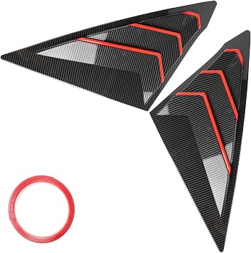AUTOXBERT Side Window Louvers for Honda Civic 2022 2023 2024 2025 Seden 11th Gen Triangular Scoop Shutter Cover Blind Louvers Carbon Fiber Red