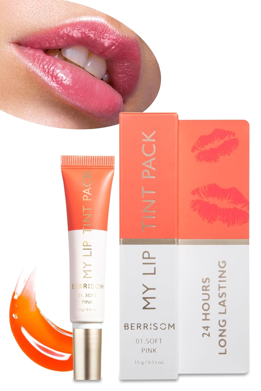 Berrisom My Lip Tint Pack – Peel-Off Long Lasting Lip Color, 4 Shades, Smudge-Proof Korean Lip Stain, 15g (Soft Pink)