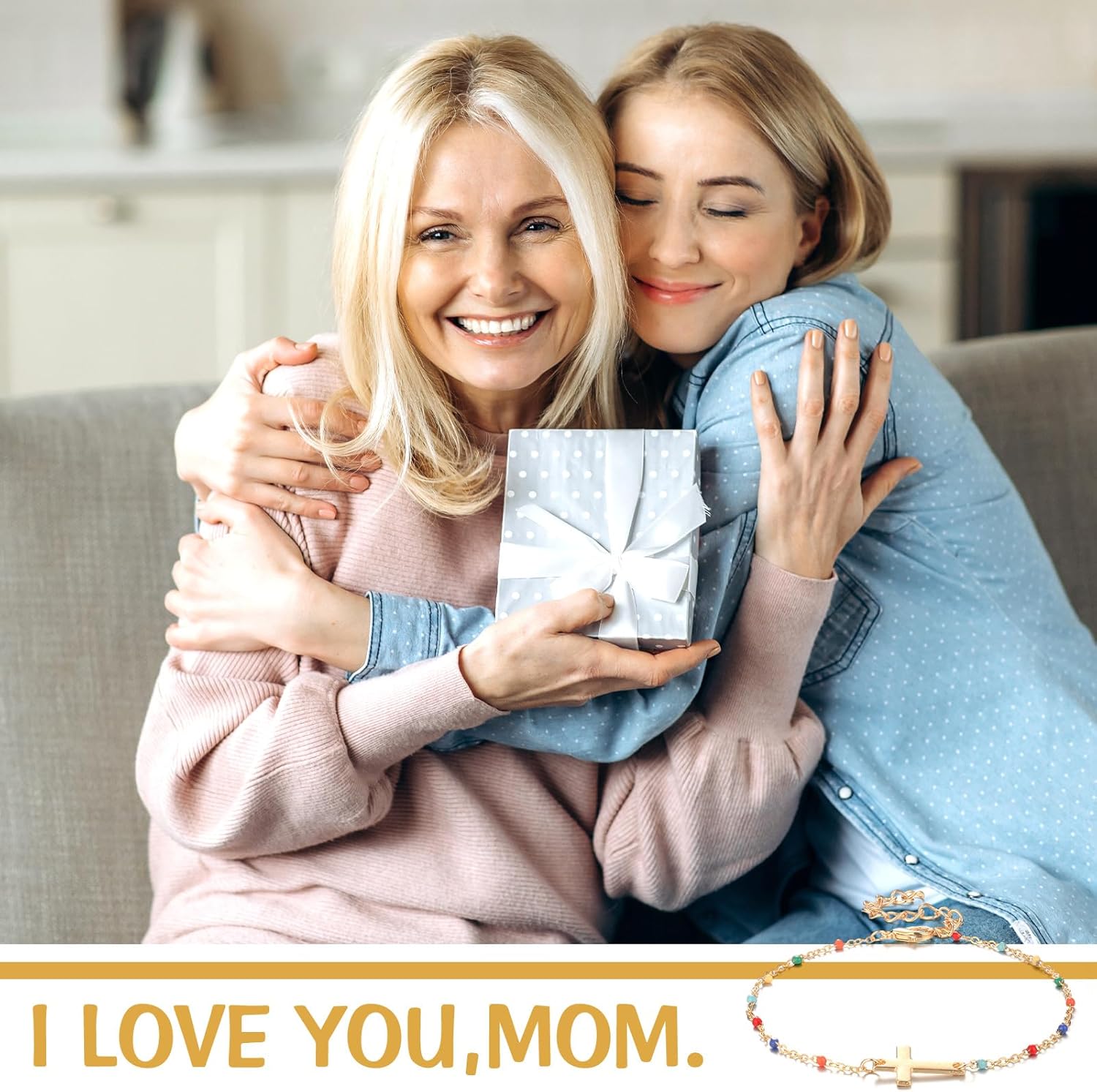 Tondiamo International Womens Day Christian Cross Bracelets with Cards Gifts Bulk for Church Women Inspirational Religious Jewelry Gold Cross Charm Bracelets Party Favors - Image 3