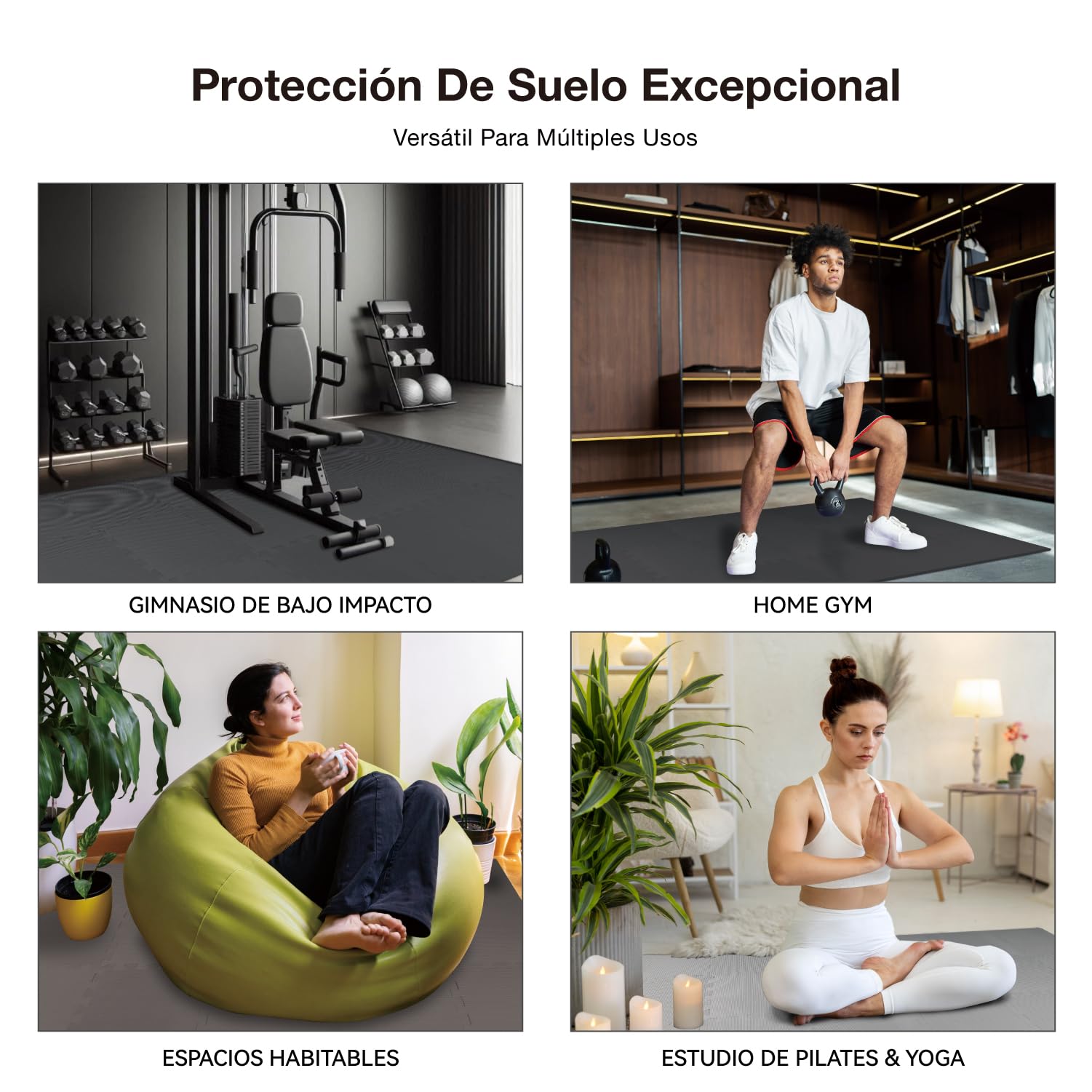 AIRHOP Juego de 18 Alfombrillas para Suelo de Gimnasio, Espuma EVA de Alta Densidad, Antideslizantes y de Alta amortiguación, Ideales para Yoga y Fitness, Gimnasio en casa, 30x30 cm