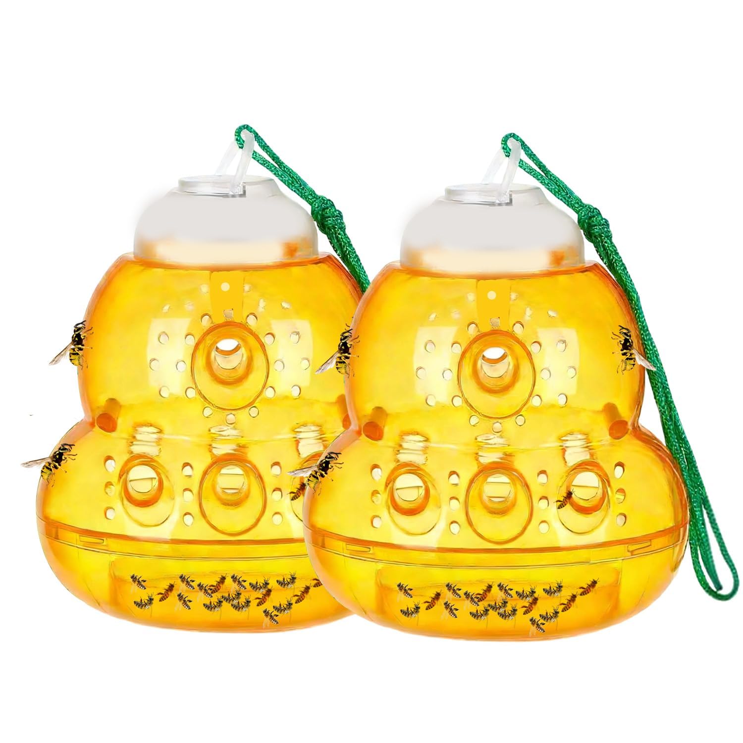 2Pack Wasp Traps Outdoor Hanging Hornet Traps Reusable Hanging Yellow Jacket Traps Bee Trap Wasp Trap Outdoor Wasp Insect Catcher (Yellow)