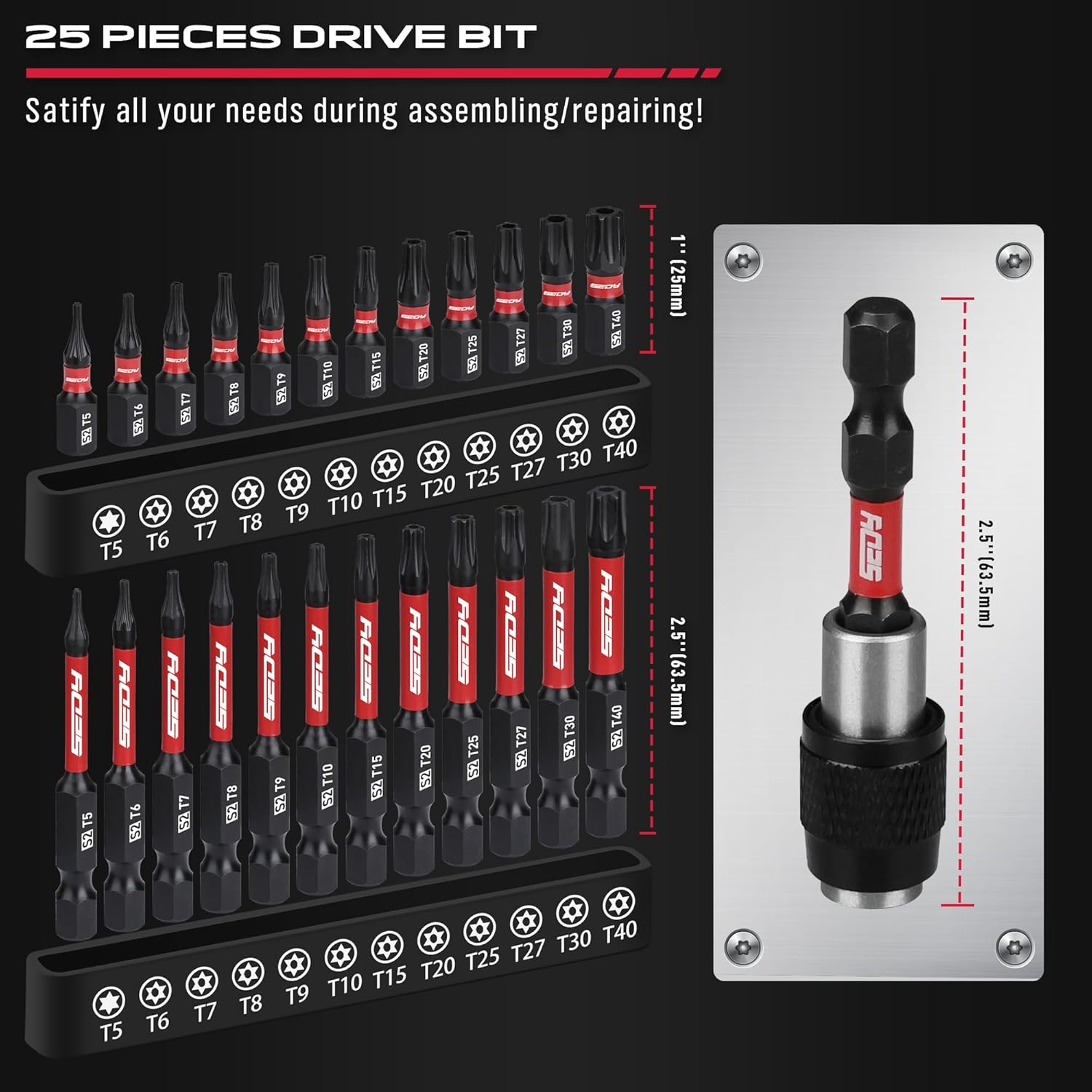 25-piece Security Tamper Proof Torx Impact Screwdriver Bits & 80-Piece Magnetic Impact Nut Driver Set