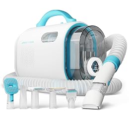 Uproot Clean Pet Groomer Vacuum Kit 7 in 1 - Cat & Dog Grooming Kit with Brush, Detangle, Deshed, Trim, Clean, & Dry Attachments - Complete Cat & Dog Grooming Vacuum for Shedding Pets