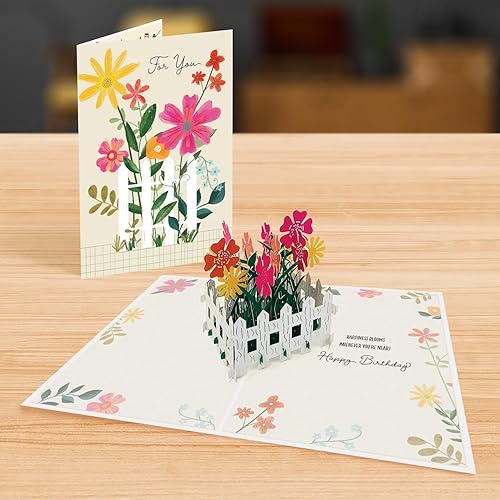 Miniatura 4 de Designer Pop!, Tarjeta de felicitación desplegable de cumpleaños, diseño floral y tarjeta de jardín de flores 3D para amigos, familiares y personas