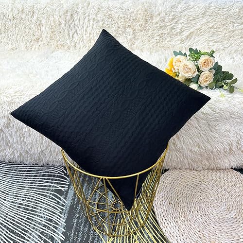 Miniatura 2 de Booque Valley - fundas de almohada, paquete de 2 fundas de almohada negras, elegantes y modernas, con dibujos en relieve, para el sofá, la cama y