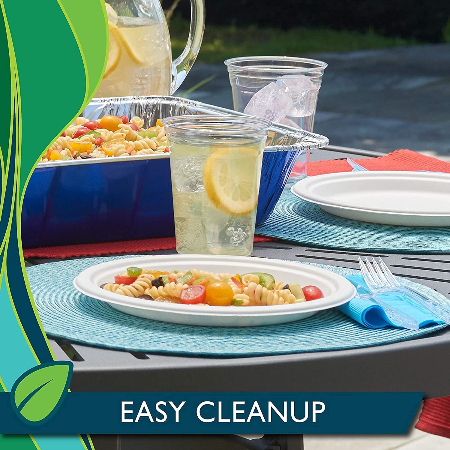 Hefty EcoSave Disposable Plates, Made from Plant Based Materials, Heavy Duty & Microwave Safe Paper Plates, 8 ¾ Inch Disposable Plates, 22 CT (Pack - 3)