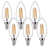 FLSNT 60W Equivalent LED Chandelier Light Bulbs, Dimmable, E12 Base, Clear B11 LED Filament Candelabra Bulbs, 2700K Soft White, 6 Pack
